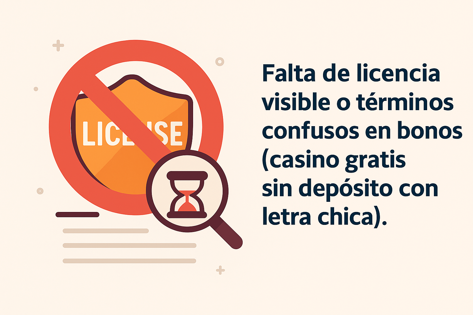 Casino sin licencia visible y bono con letra chica